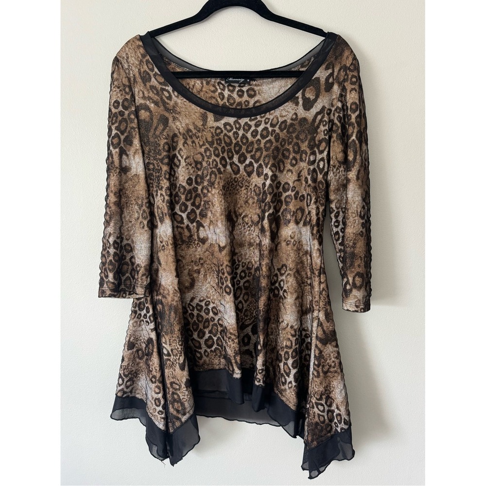 Mesmerize Tunic Sparkly Top Womens Medium Boho Swing Loose Gold